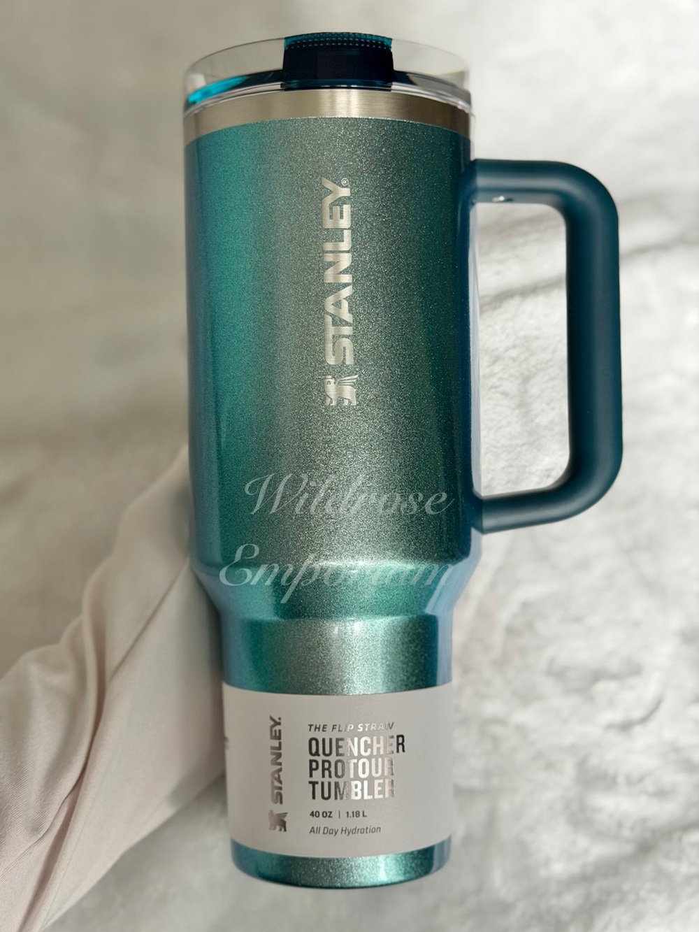 STANLEY Quencher Protour Tumbler 40oz Ponderosa Shimmer Holiday Blue Glitter